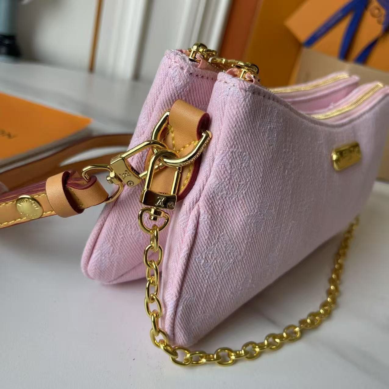 Louis Vuitton Pochette Liv Monogram Denim Pink M14159 Mid