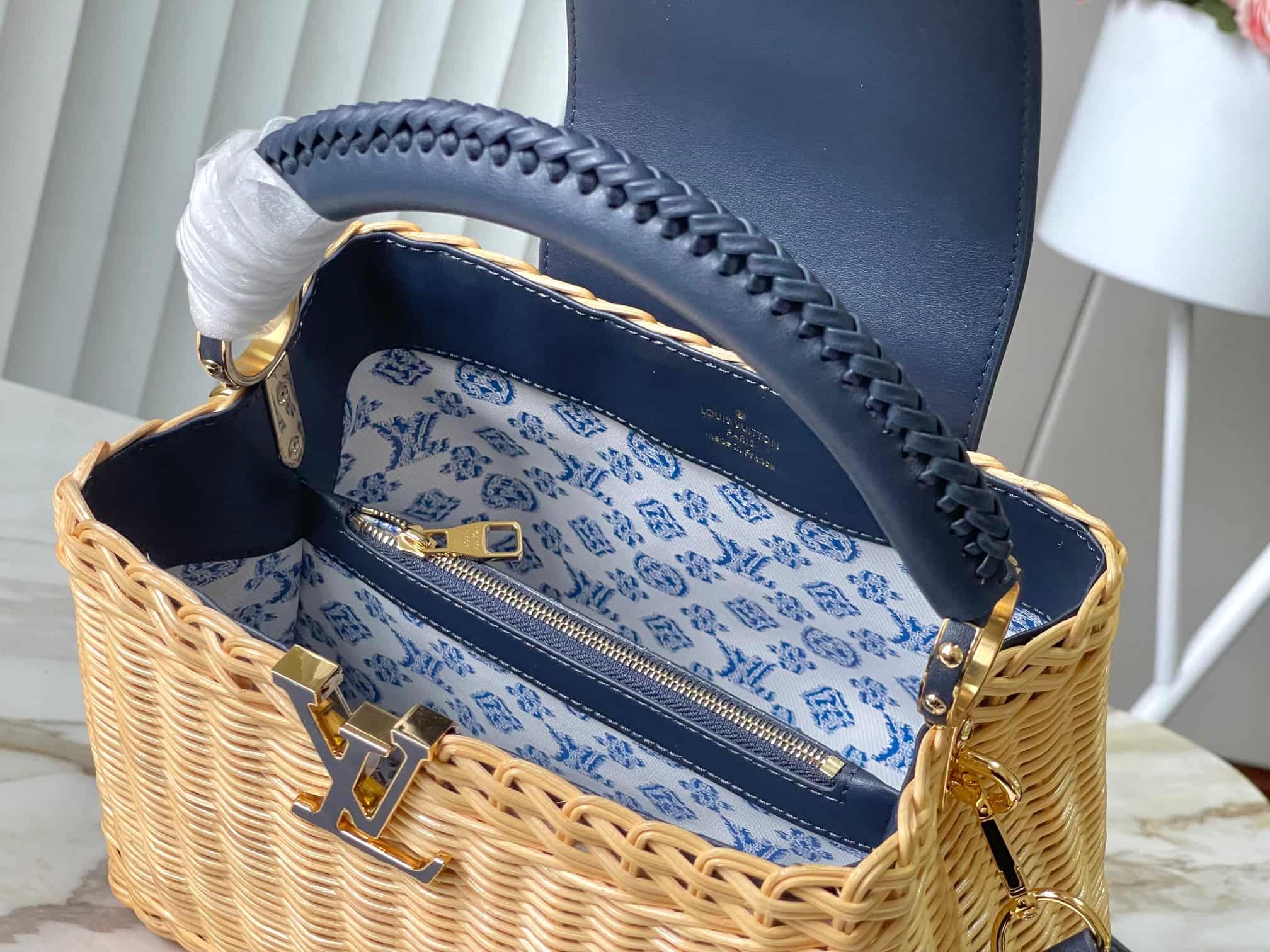 Louis Vuitton Capucines BB Rattan and cowhide leather M14366 Navy Top