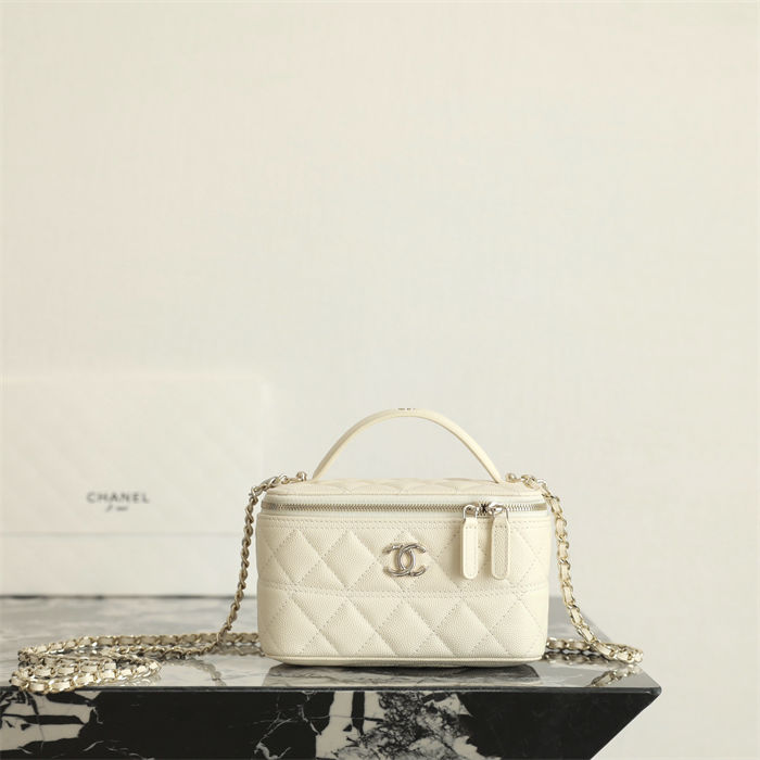 Chanel Handle Box Bag Grained Shiny Calfskin & Gold-Tone Metal TOP