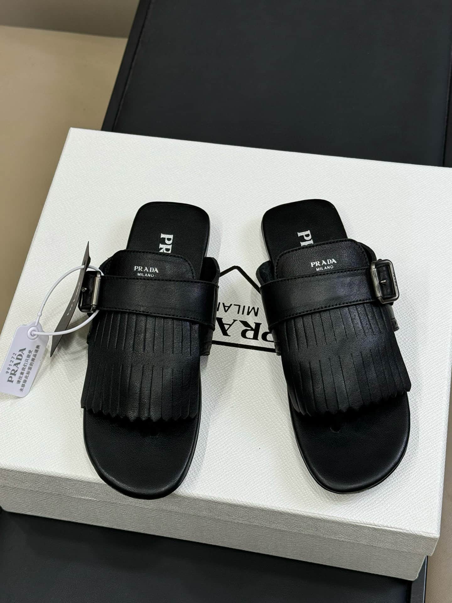 Prada Shuffle Leather Thong Sandals Women