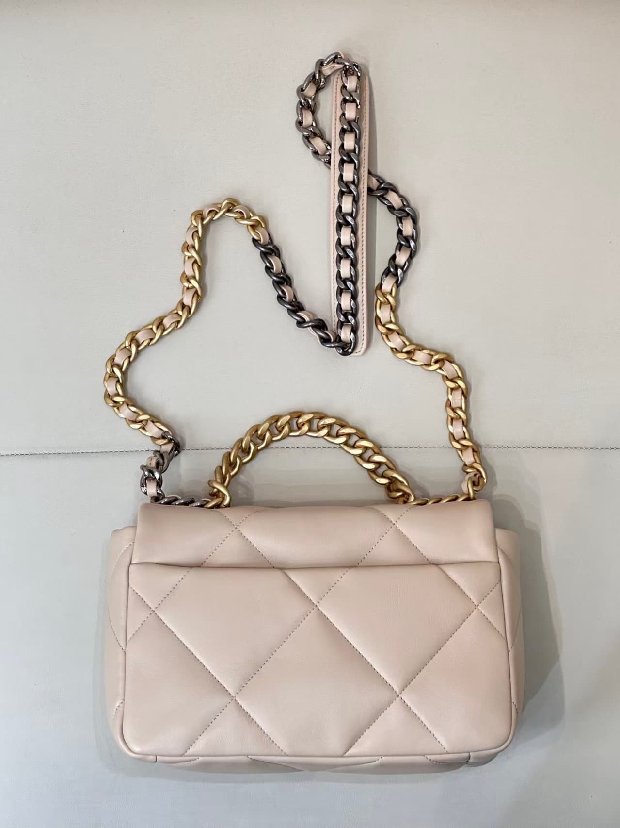 Chanel 19 Flap Bag Lambskin Gold-Tone Silver-Tone & Ruthenium-Finish Metal TOP