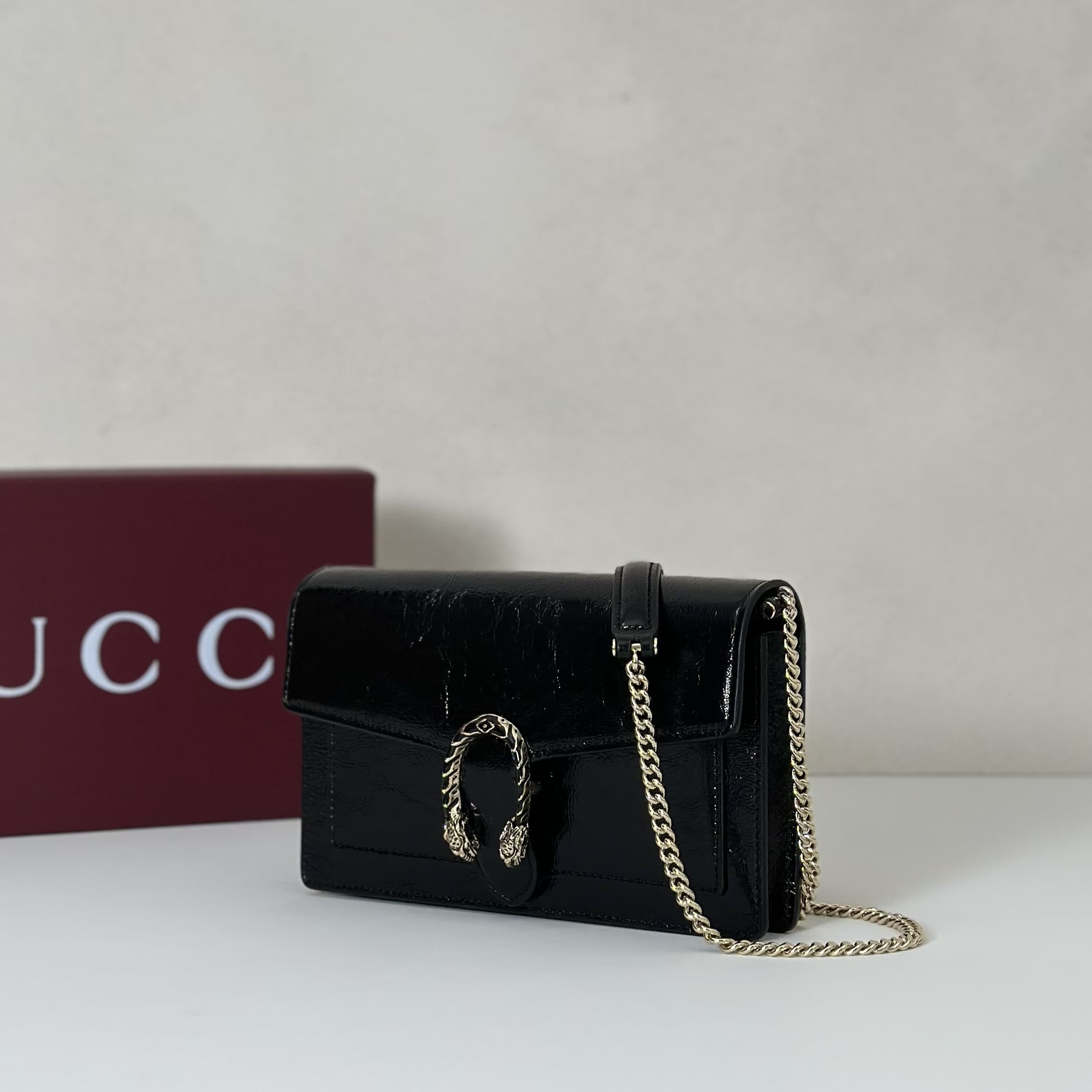 DIONYSUS WALLET ON CHAIN 837374 Black leather High