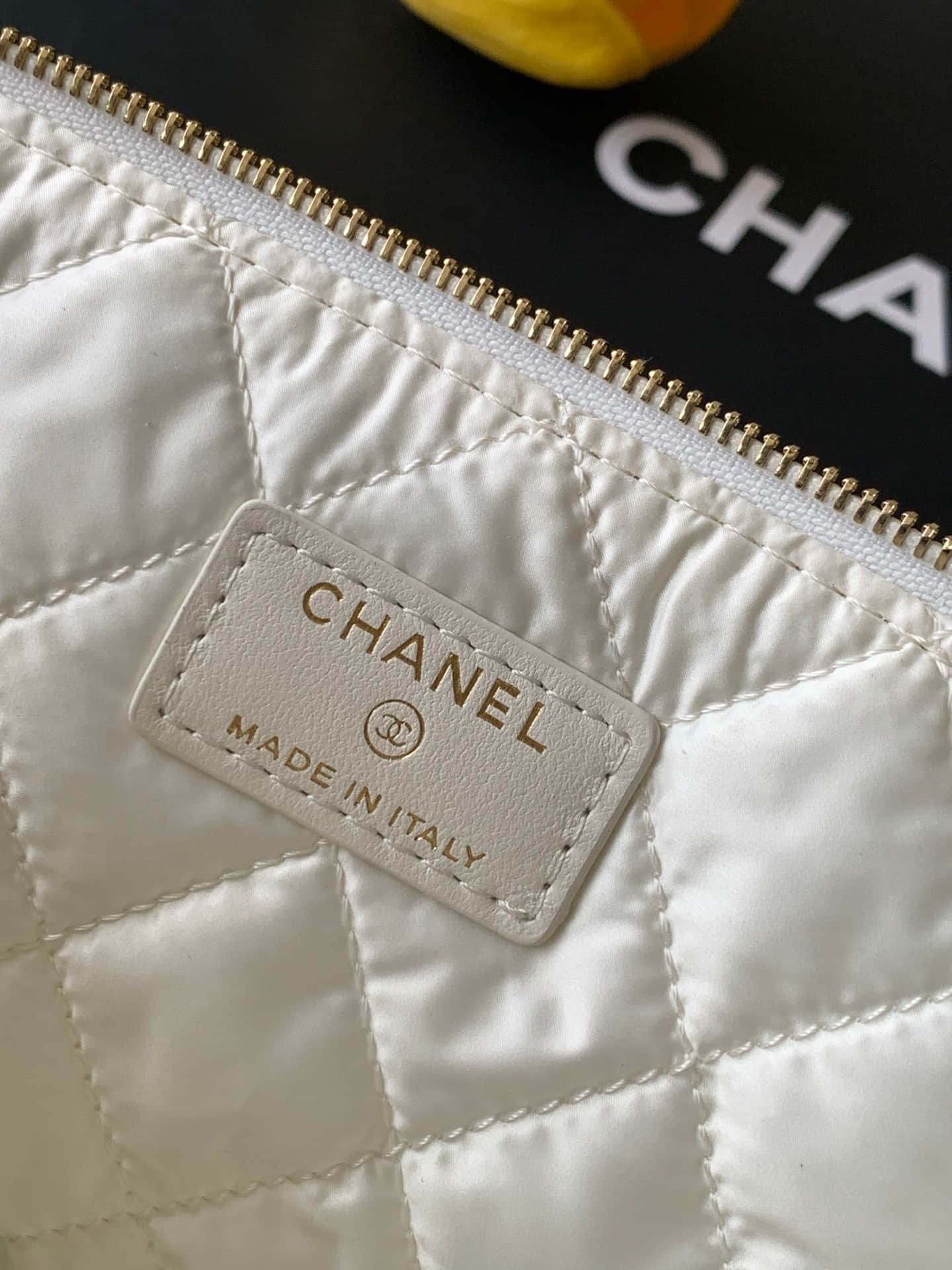 Chanel Zipped Case Printed Fabric & Gold-Tone Metal Blue & White AS4988 A