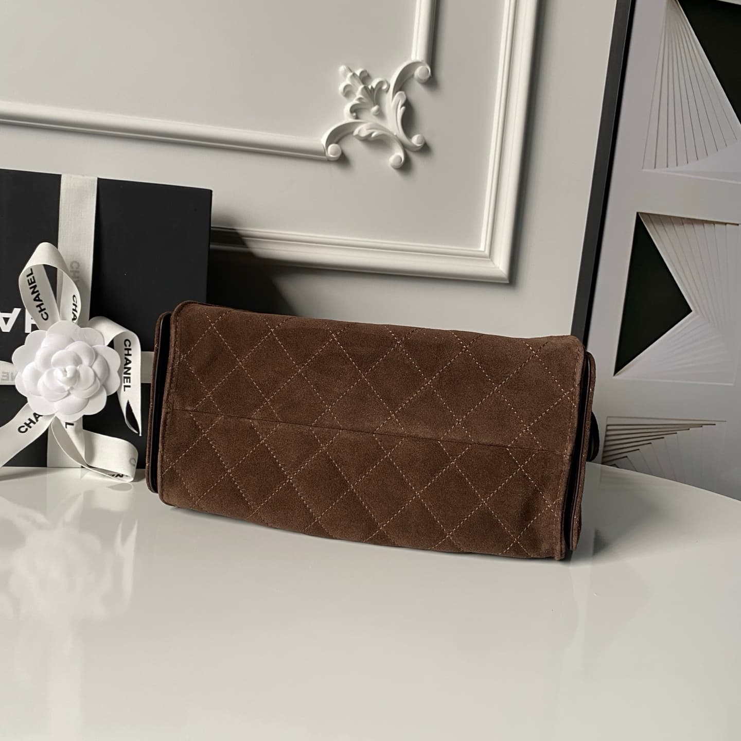 Chanel 25 Small Hobo handbag AS5293 Suede& Gold-Tone Metal Drak Brown A