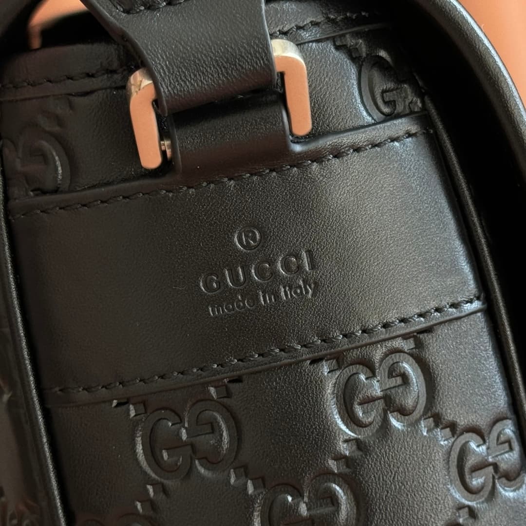 Gucci GG Emblem medium crossbody bag Black embossed GG smooth leather 850235 High