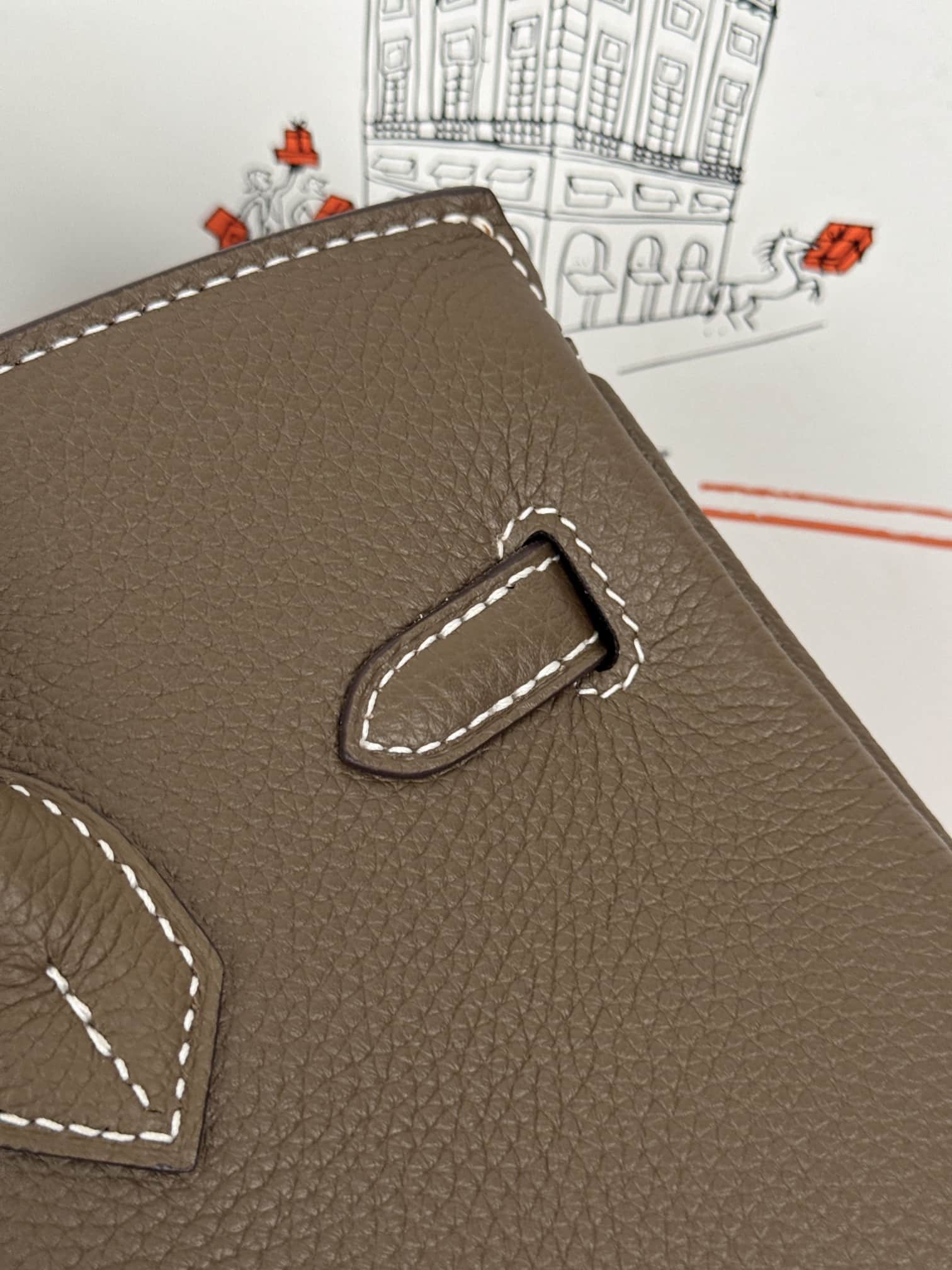 Hermes Birkin 25/30 Bag Togo Calfskin Leather Etoupe High