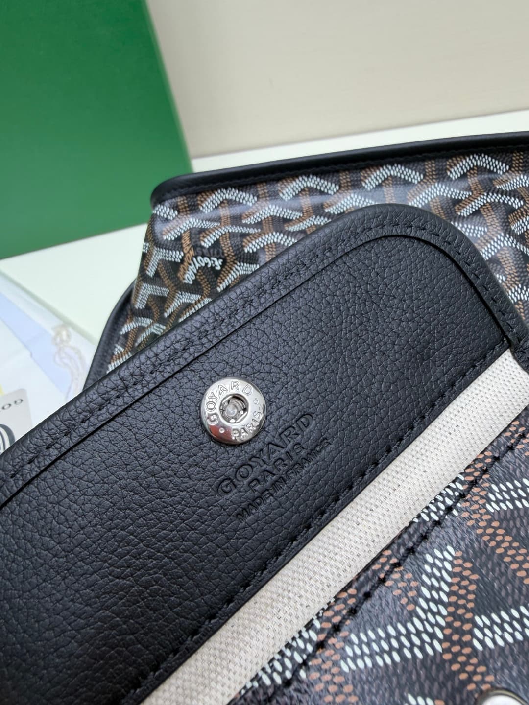 Goyard Mini Anjou Tote Goyardine Canvas with White Painted Mascot Black High
