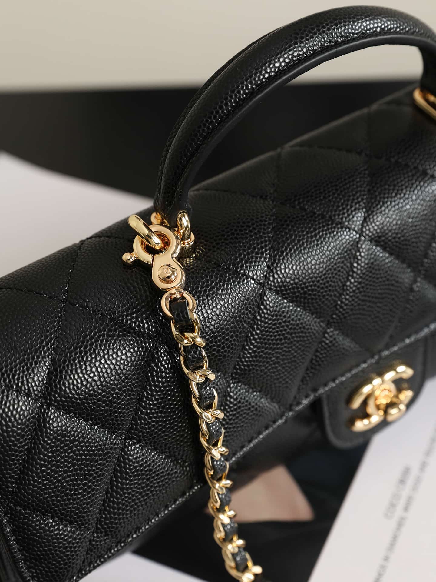 Chanel Clutch with chain Grained Calfskin & Gold-Tone Metal Black AP5280 A