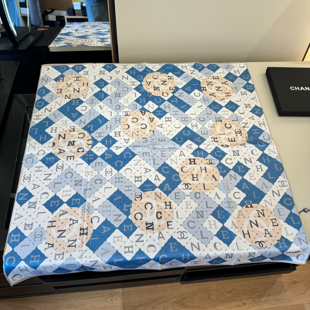 Chanel Silk Interlocking CC Logo Scarf