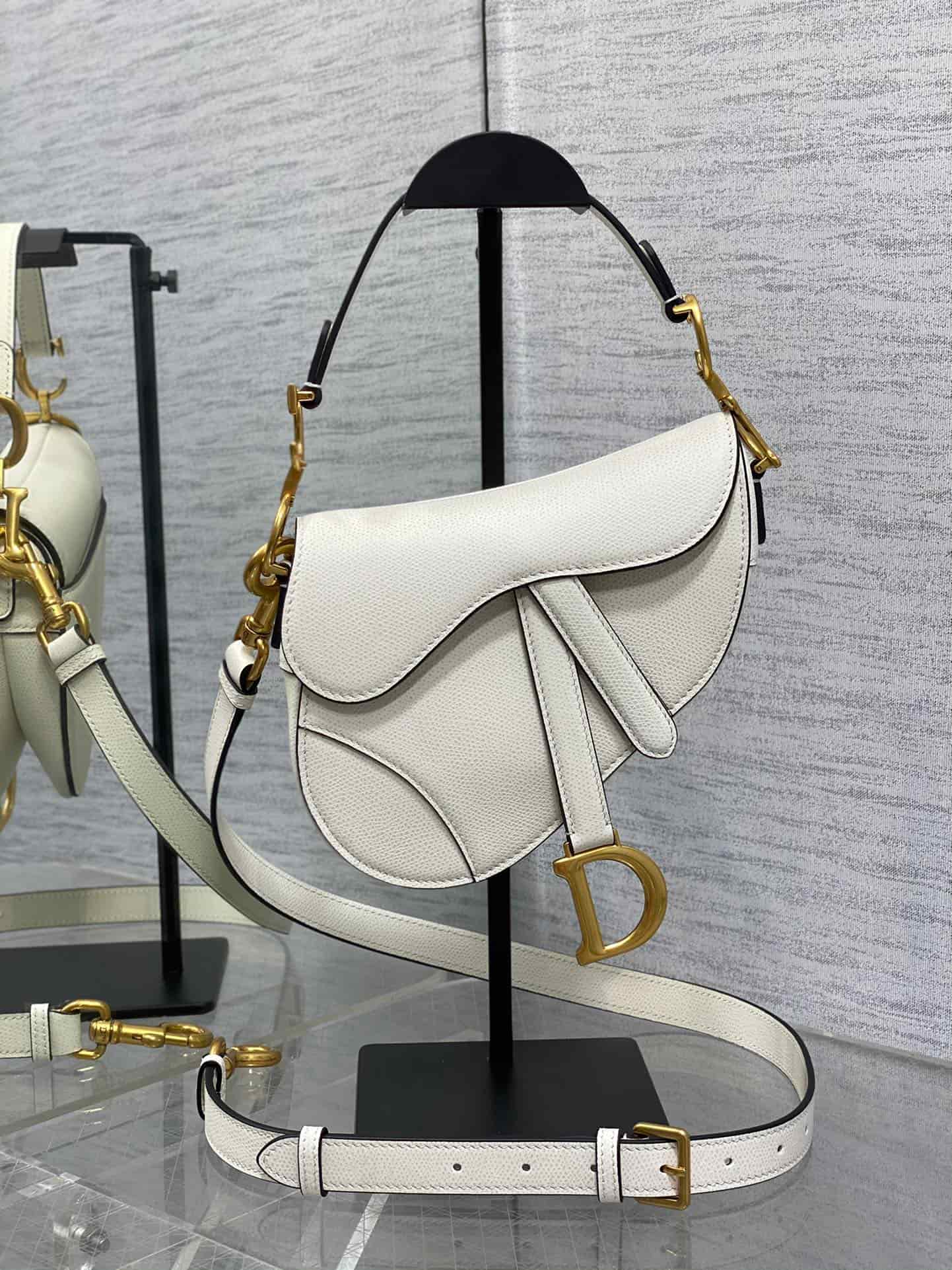 Mini SADDLE BAG Grained Calfskin Ivory High