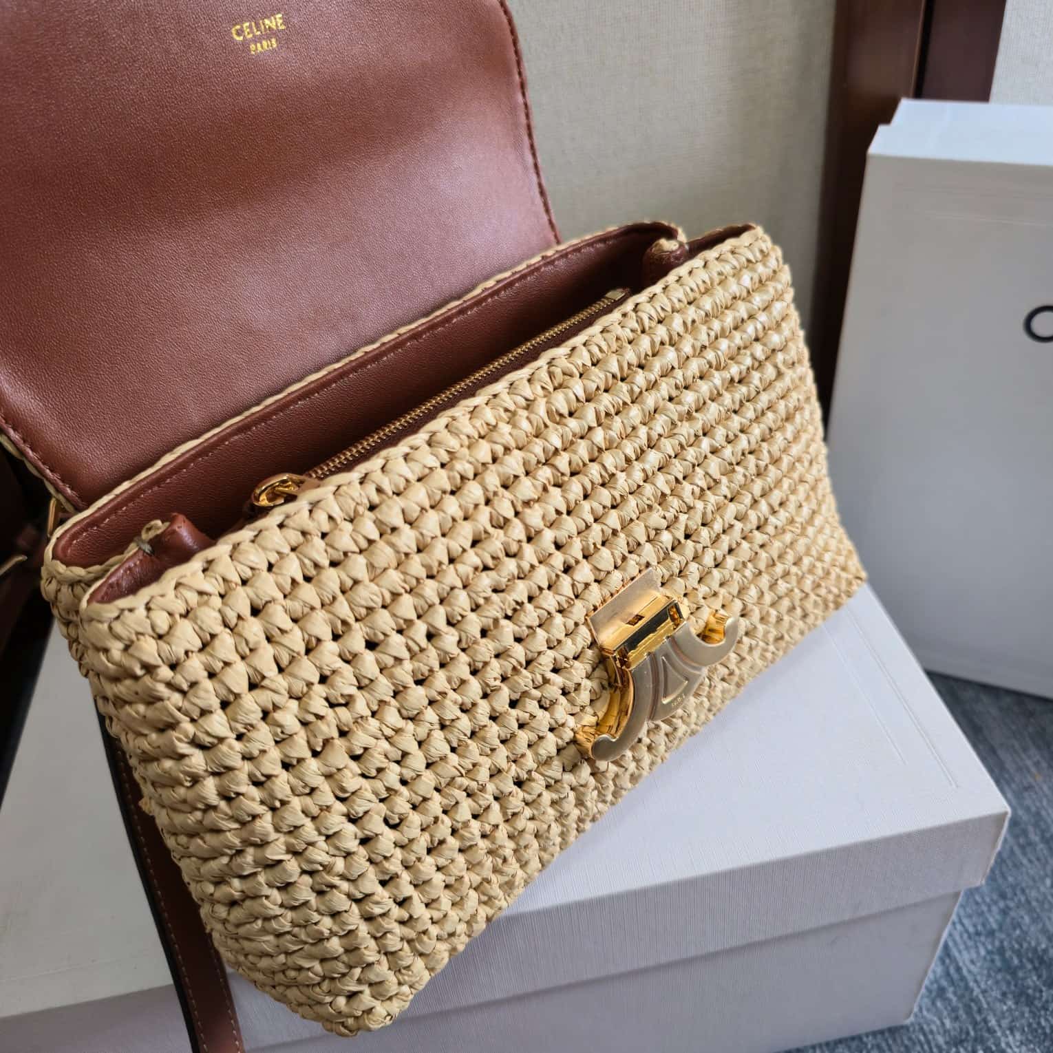 Celine Mini Teen Nino bag in Woven Raffia High
