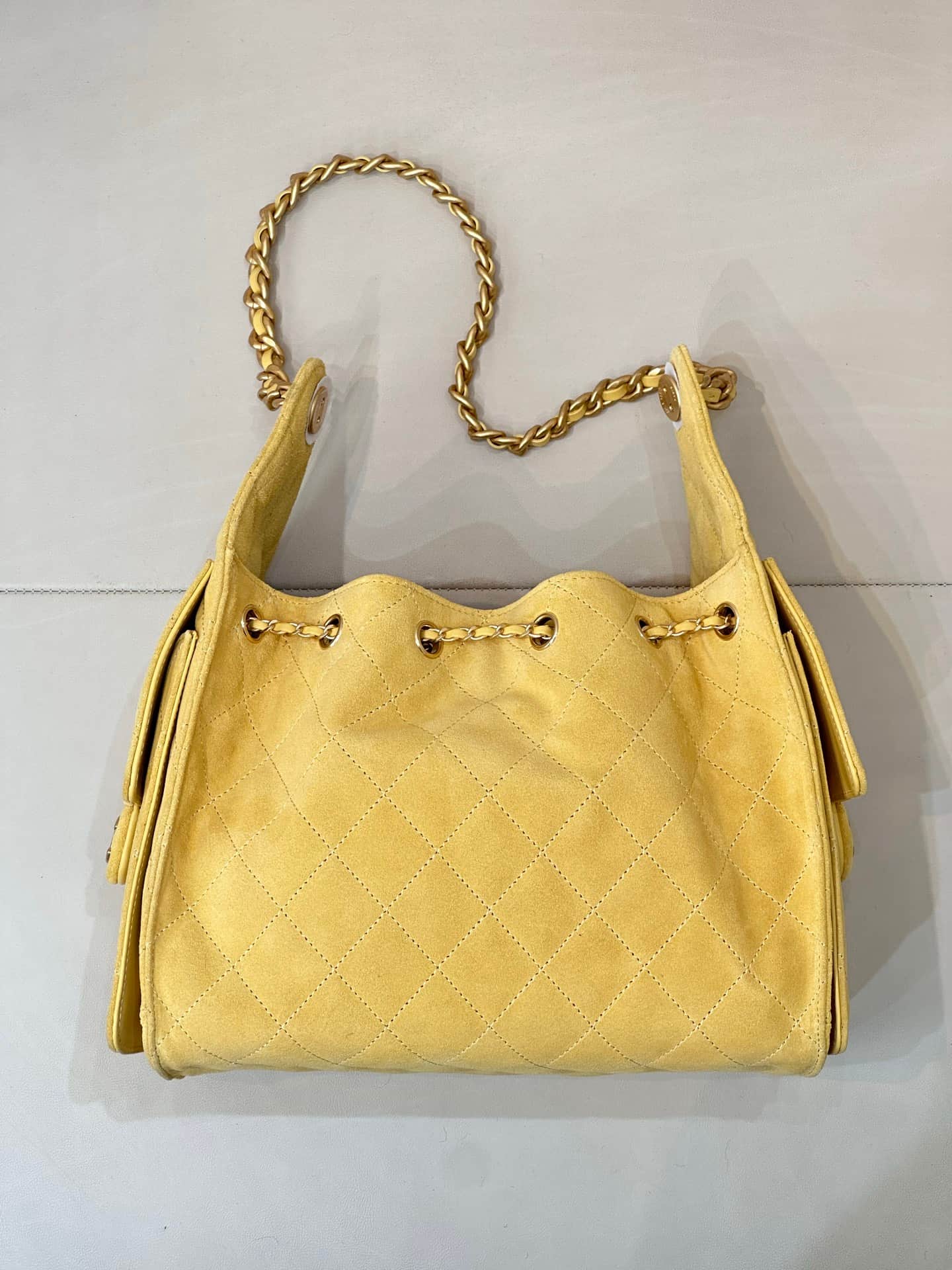Chanel 25 Small Hobo handbag AS5293 Suede &Gold-tone Metal Yellow TOP