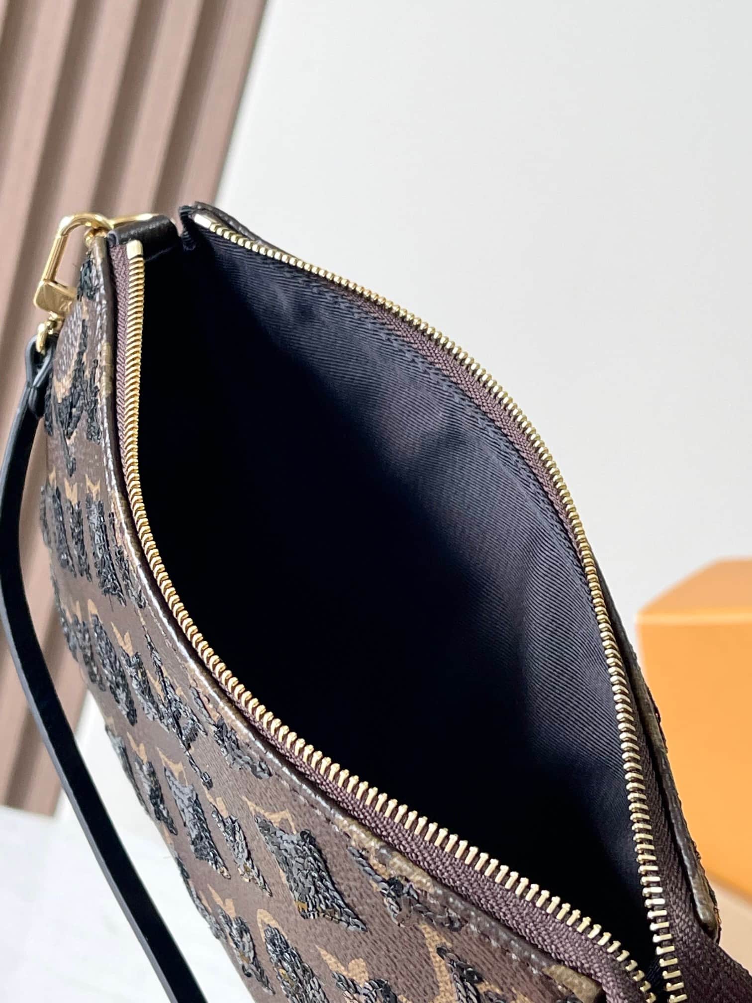 Louis Vuitton Pochette Accessoires Monogram Noir Coated canvas with sequins M26473 High