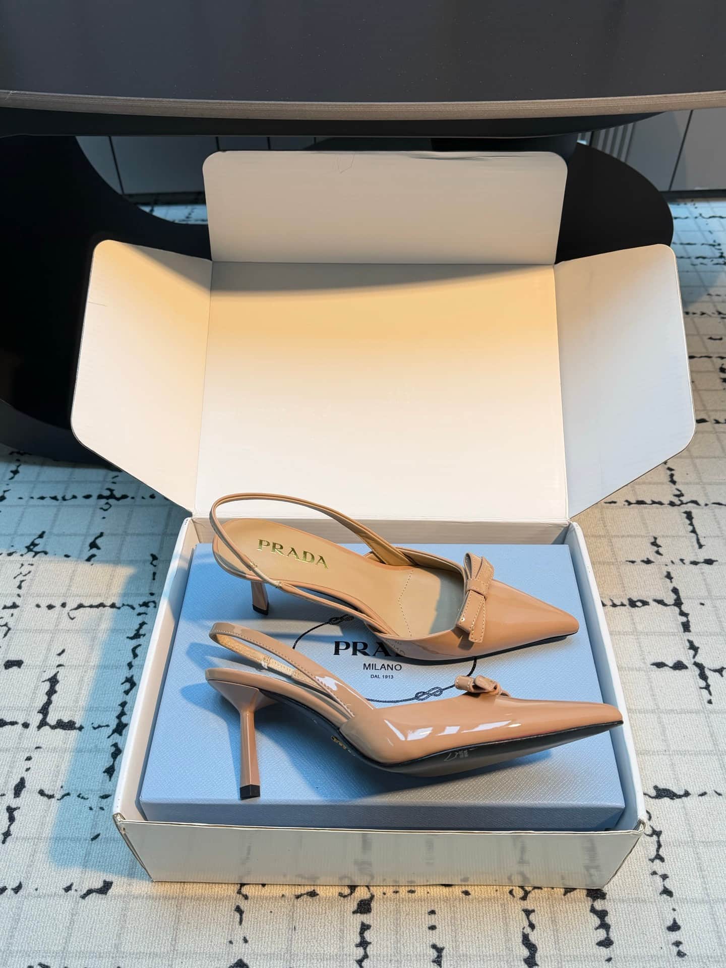Prada Bow Pointed Toe Slingback Pumps Women