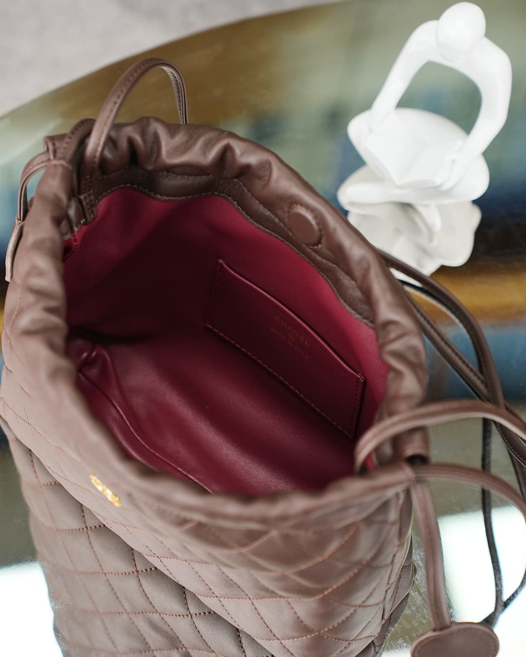 Chanel Clutch with Leather Strap Lambskin & Gold-tone Metal AP5228 Coffee  A