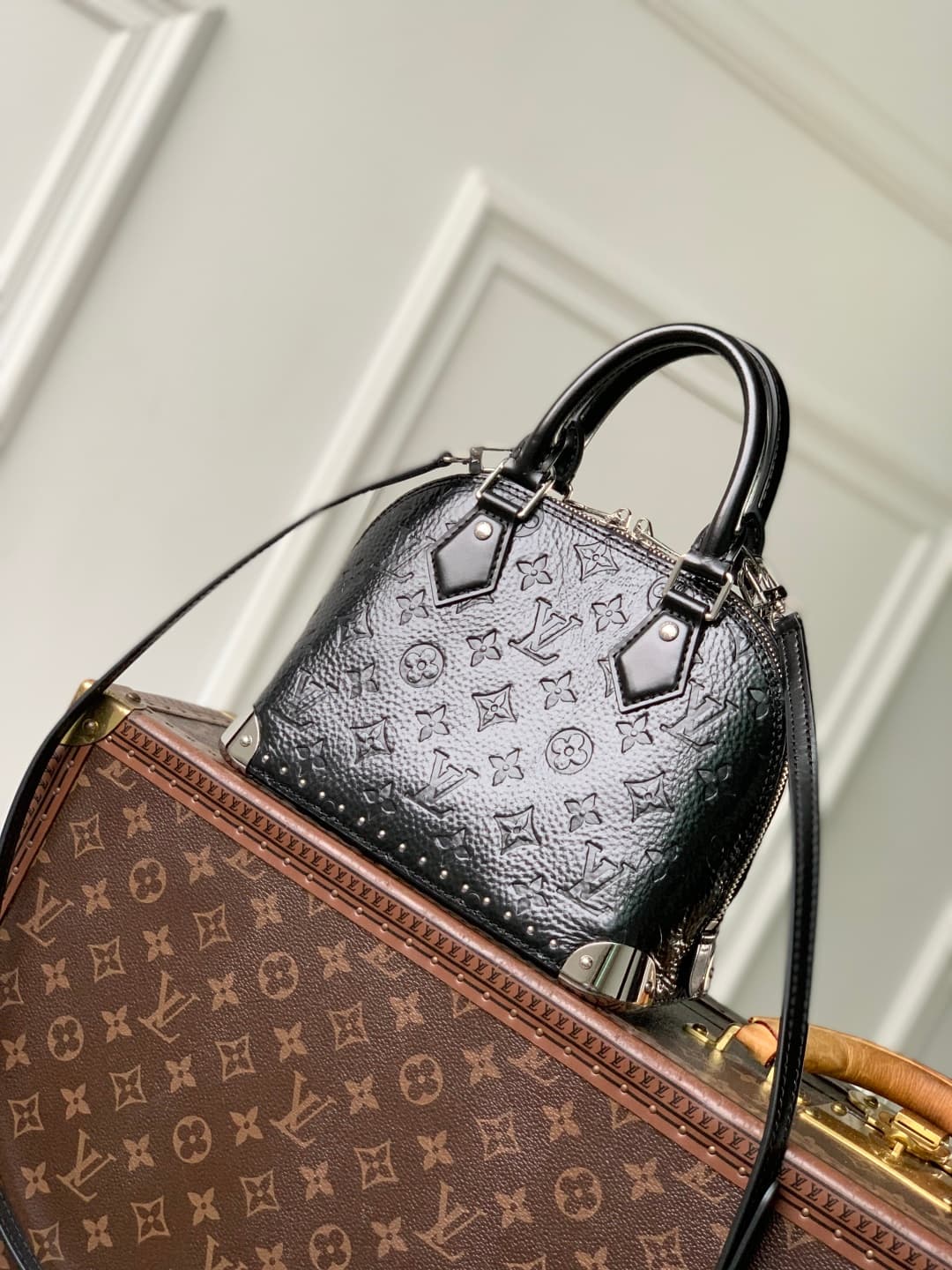 Louis Vuitton Alma Trunk BB in Monogram Saga Noir calfskin M27812 High