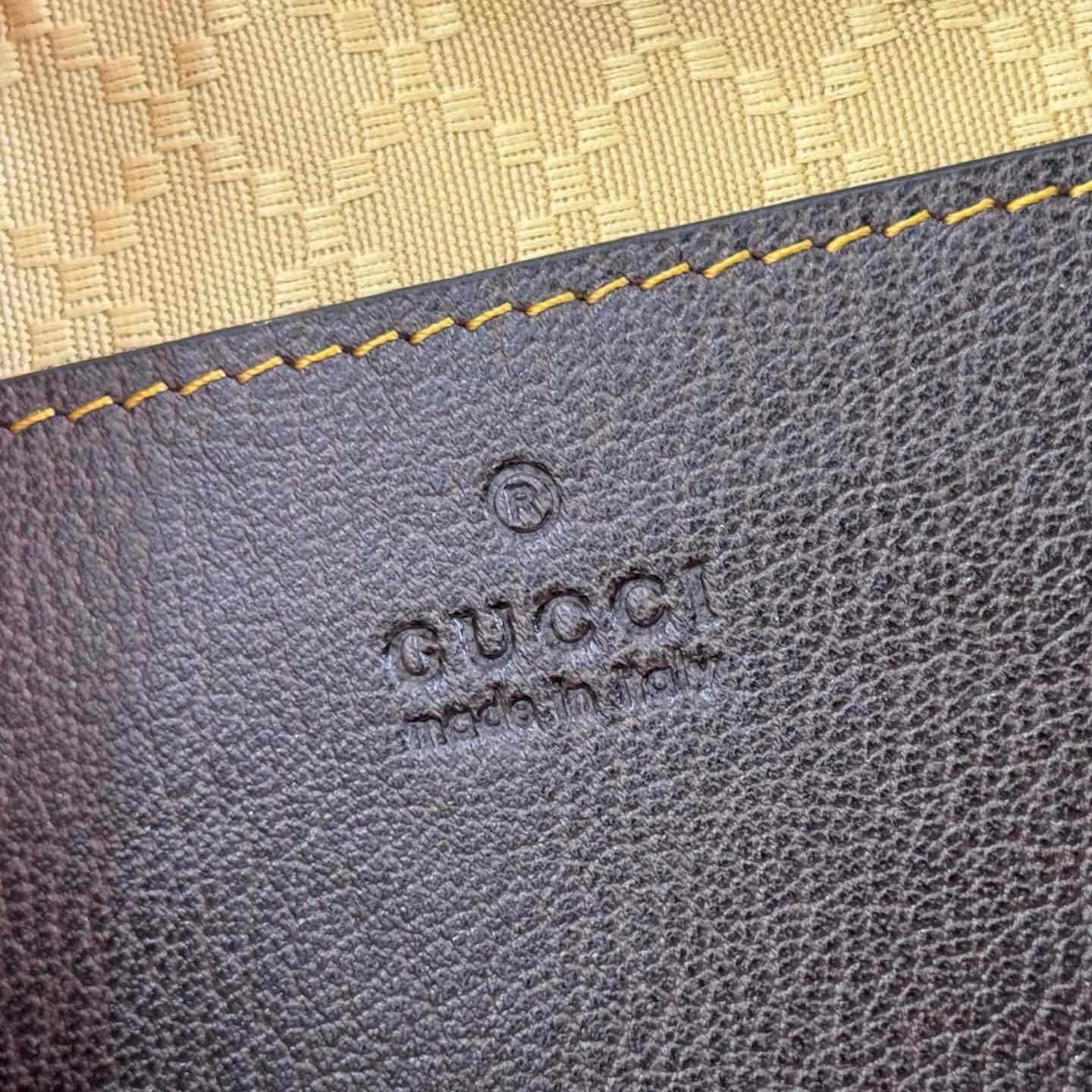 Gucci GG mini bag with Web Sand and dark brown GG coated canvas 876391 High
