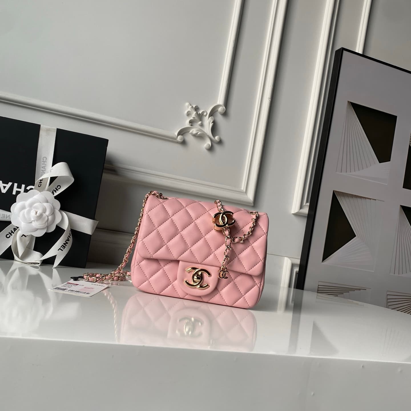Chanel Mini Classic Flap Bag Lambskin & Gold-Tone Metal AS5758 Pink High