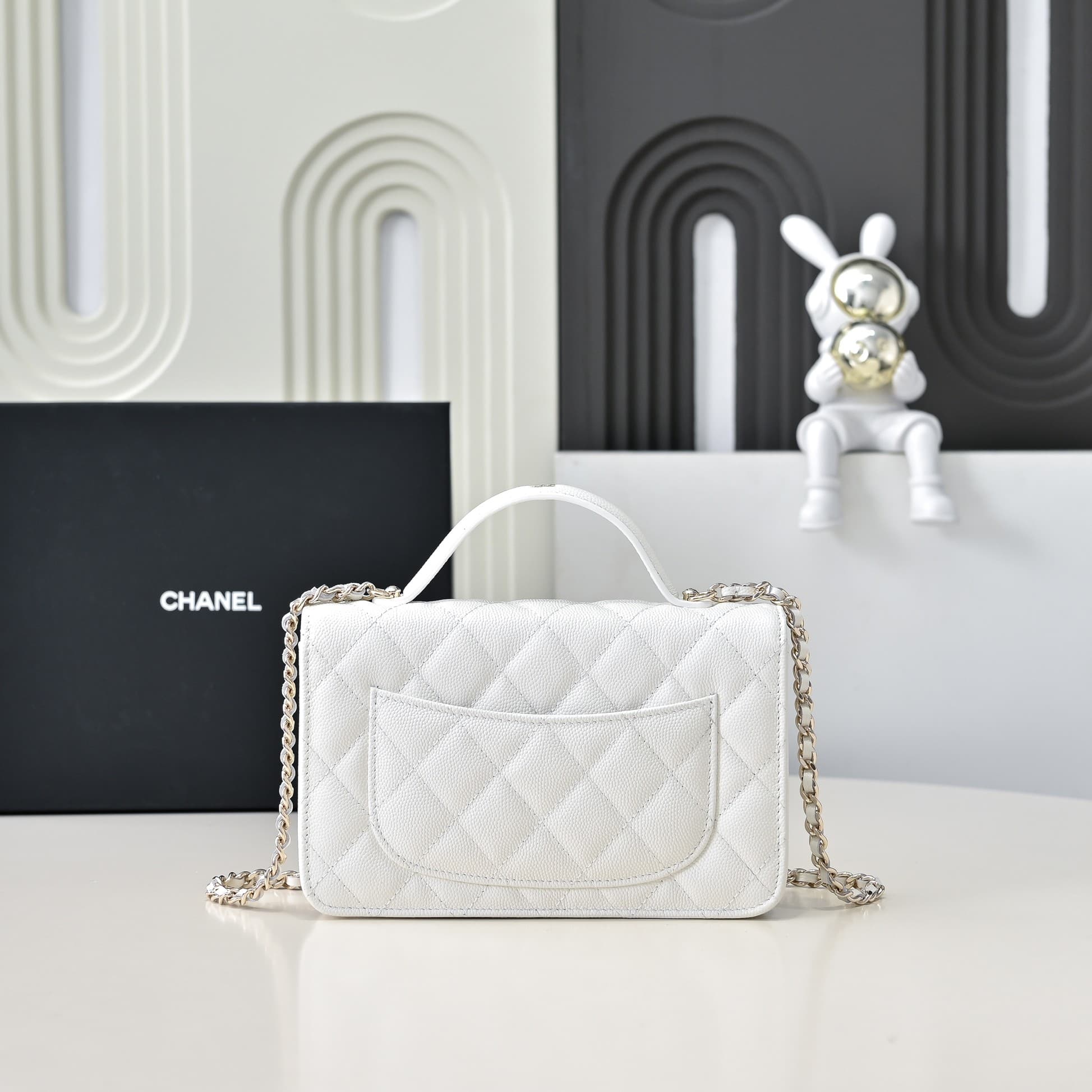 Chanel Wallet on Chain Grained Calfskin & Gold-Tone Metal White AP4401 A