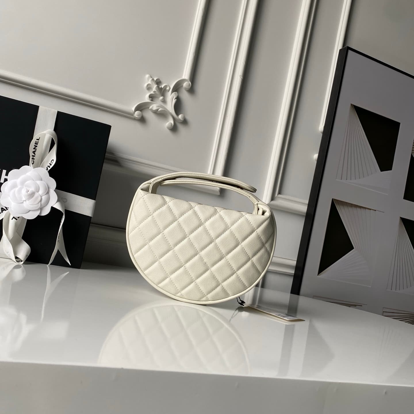 Chanel mini round hobo pouch bag AP4584 Grained Calfskin & gold-tone metal cream high
