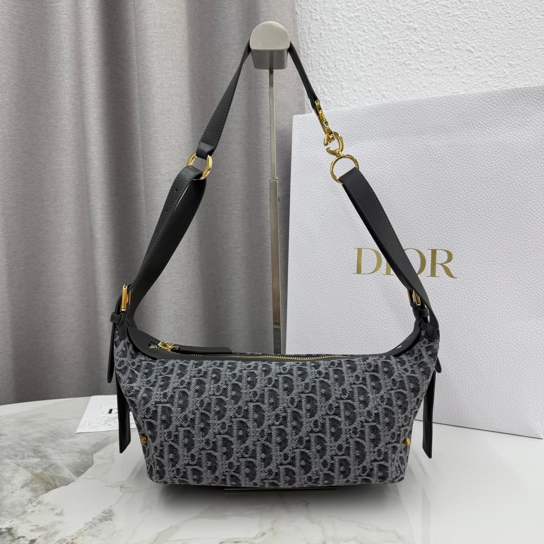 Small D-Journey Bag Grey Dior Oblique Jacquard High