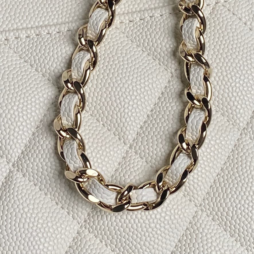 Chanel VANITY WITH CHAIN AP4407 Grained Calfskin & Gold-Tone Metal White High
