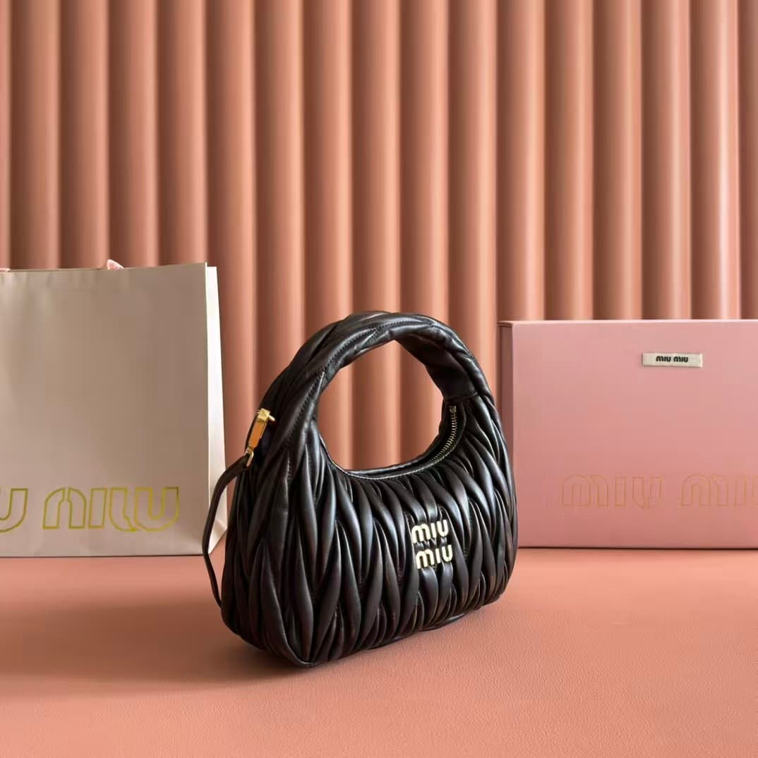 MIU MIU Wander matelassé nappa leather hobo bag High