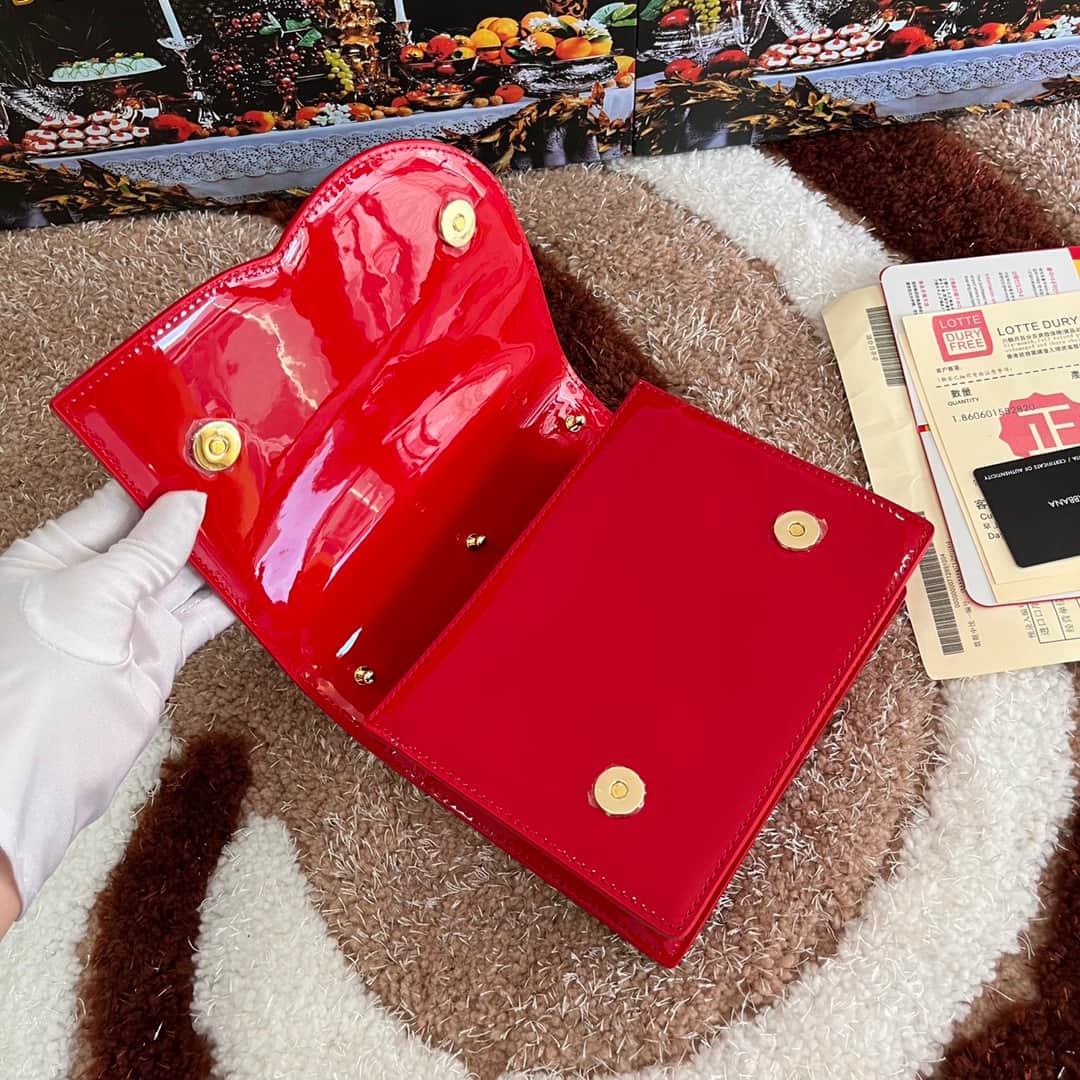 Dolce & Gabbana red patent calf leather DG Logo crossbody bag high