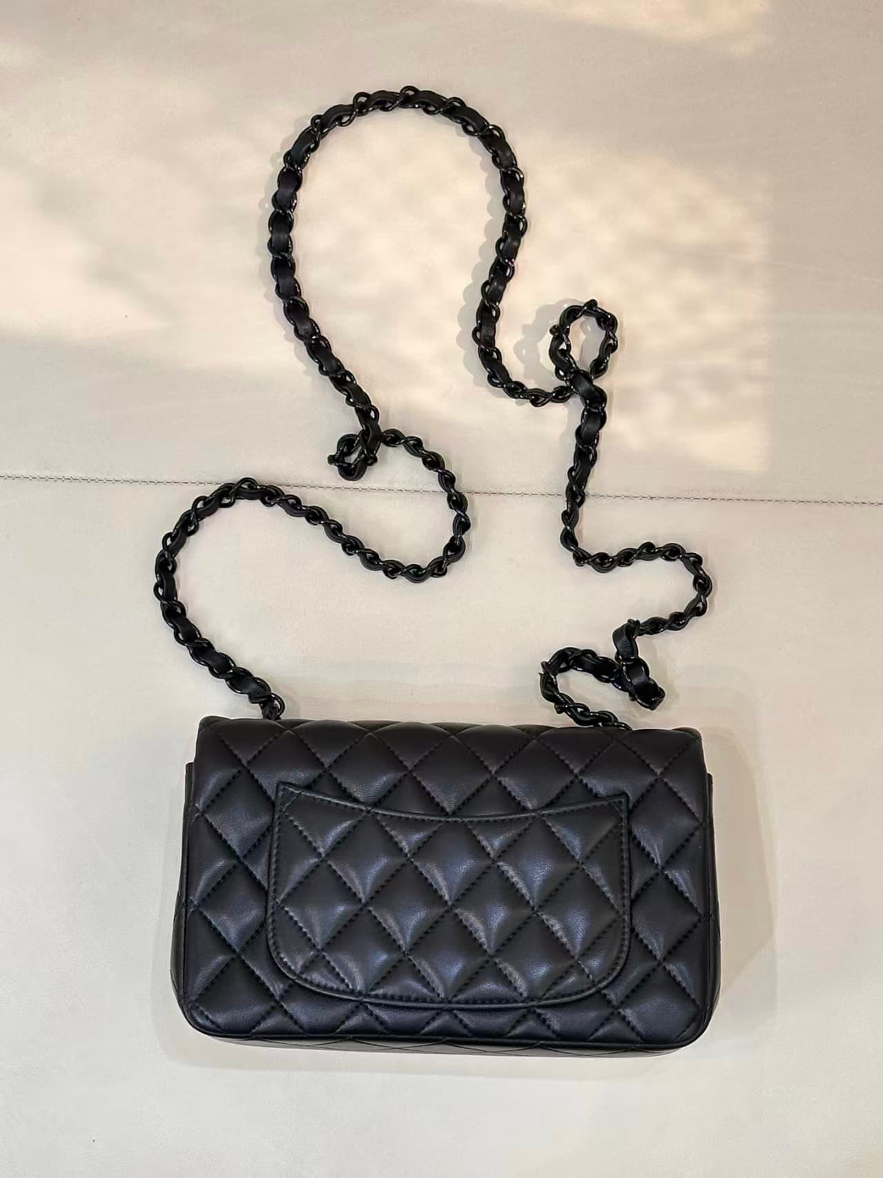 CHANEL Mini Classic Handbag Lambskin & Black-Tone Metal A69900 Black TOP