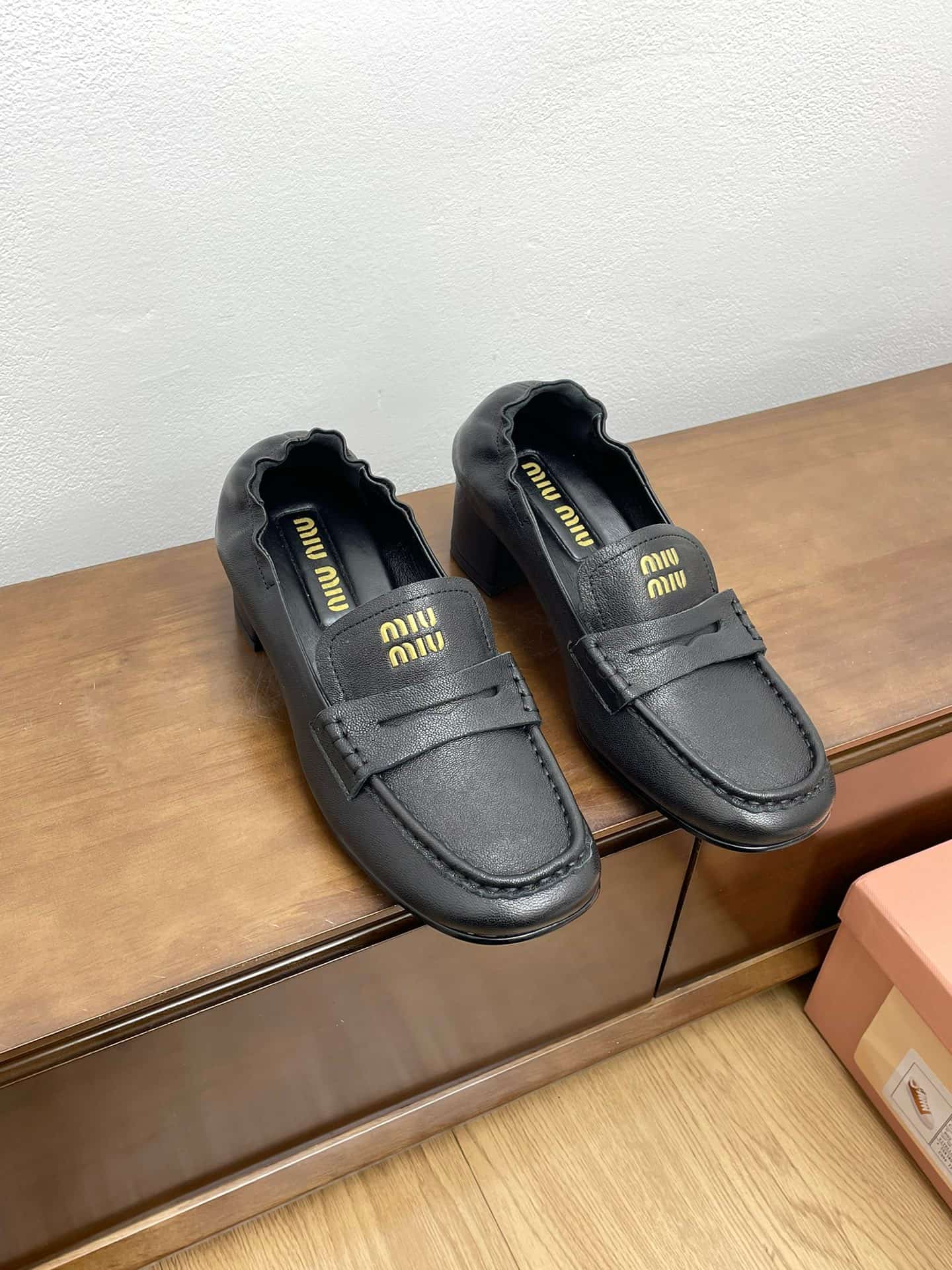 Miu Miu Ruches Nappa Leather Loafers Shoes Women
