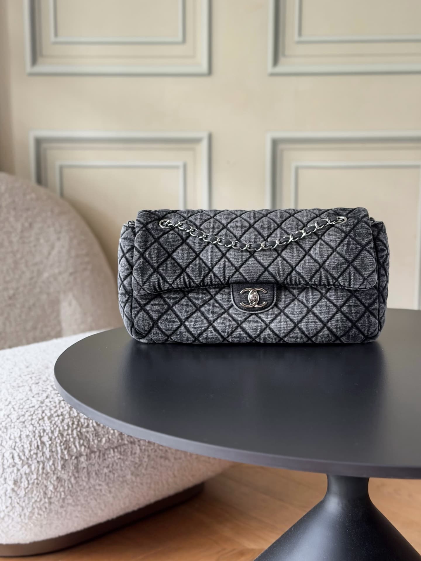 Chanel Denimpression Flap bag Denim& Silver Metal Black AS3102 A