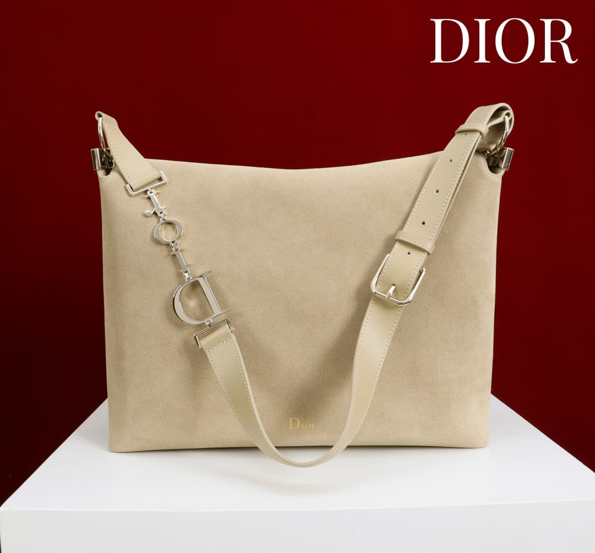 Large Diorly Bag Sabbia Suede Calfskin Gold lettering High