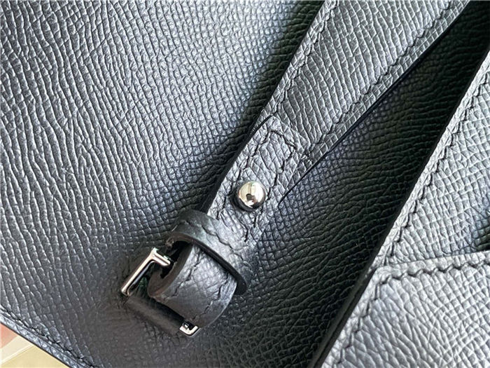 Hermes Kelly Depeches 25 Pouch Epsom Leather Black WAX High