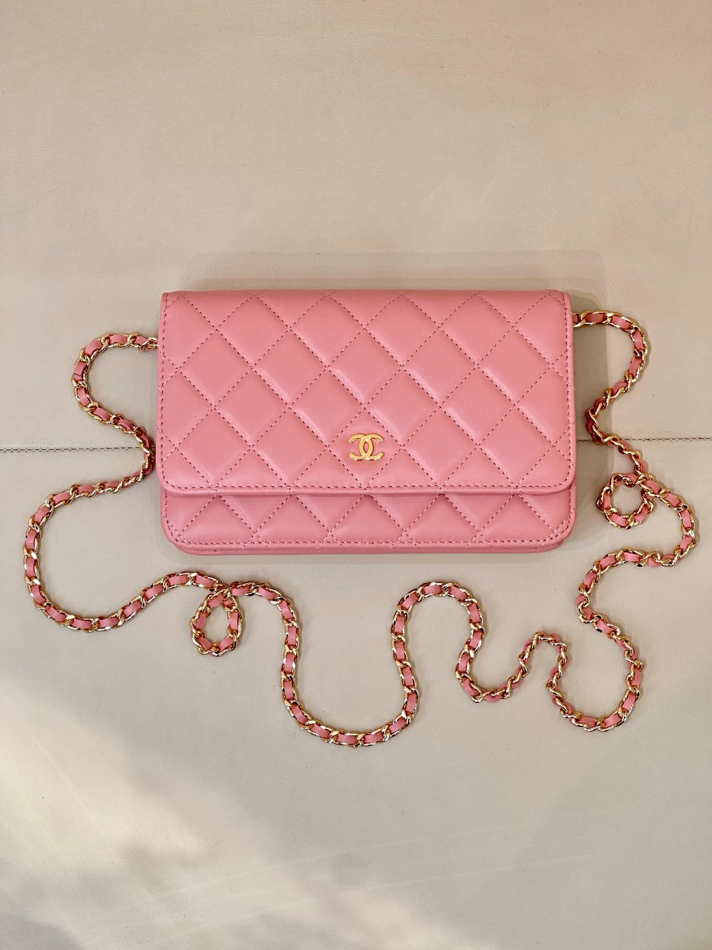 Chanel Wallet on Chain Lambskin& Gold-tone Metal AP0250 Pink TOP