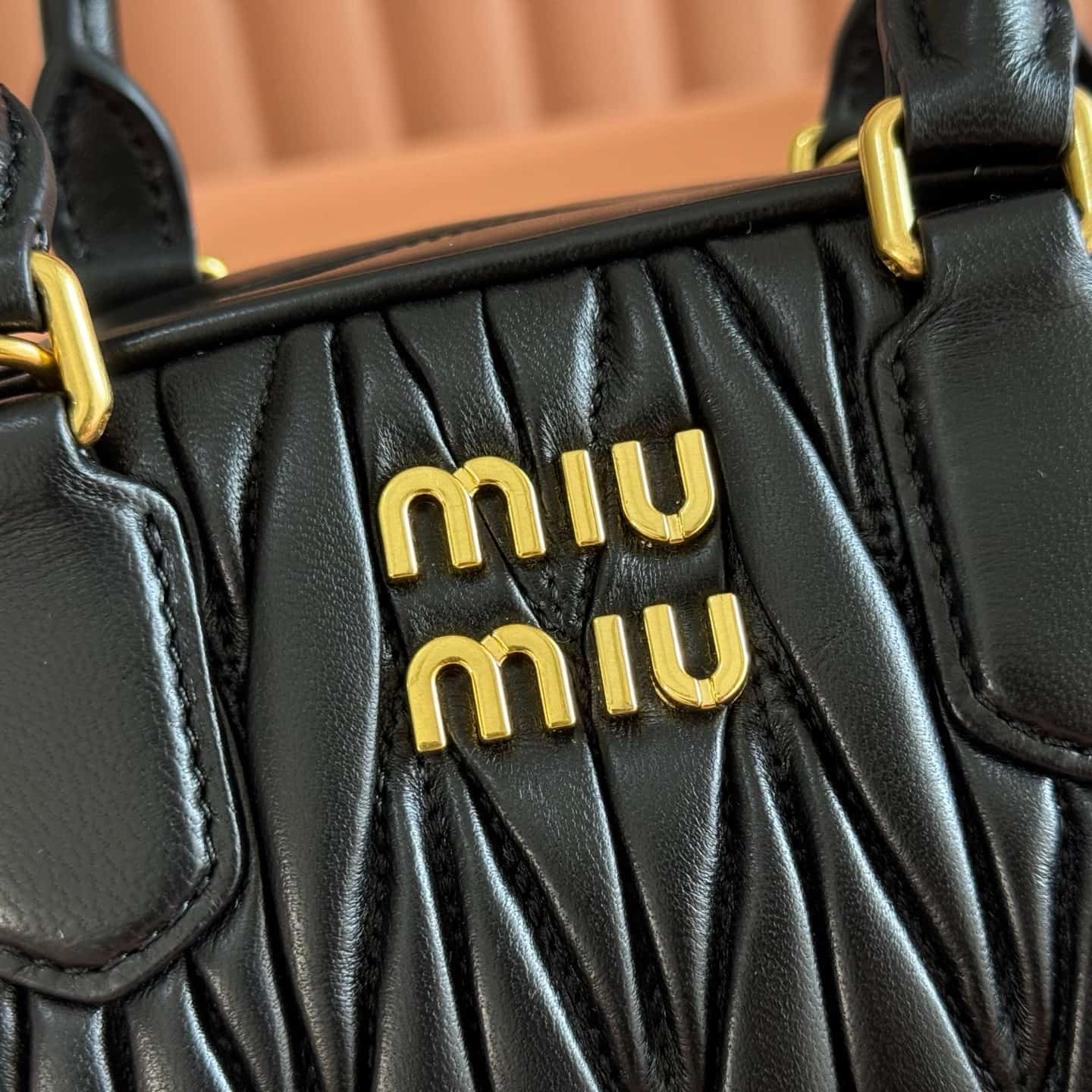 Miu Miu Arcadie Matelassé nappa leather bag Black 5BB191 TOP