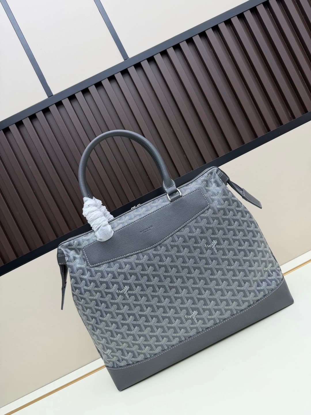 Goyard Cisalpin Document Case Grey Chevron Print Coated Canvas Mid