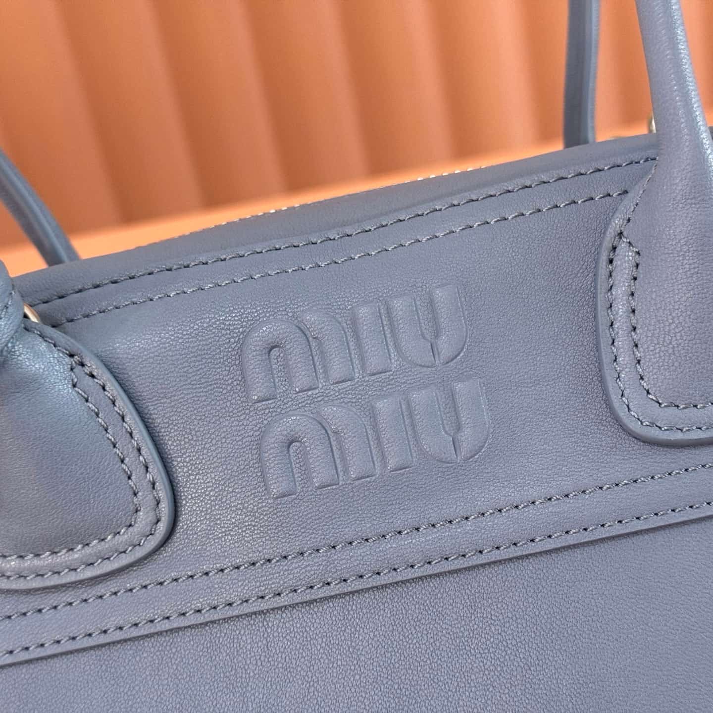 Miu Miu Vivant nappa leather bag Dark Blue 5bb199 TOP
