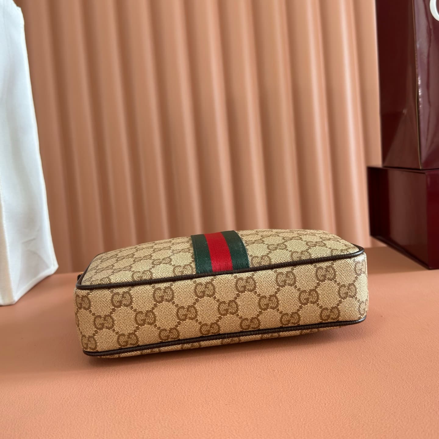 Gucci GG mini bag with Web Sand and dark brown GG coated canvas 876391 High