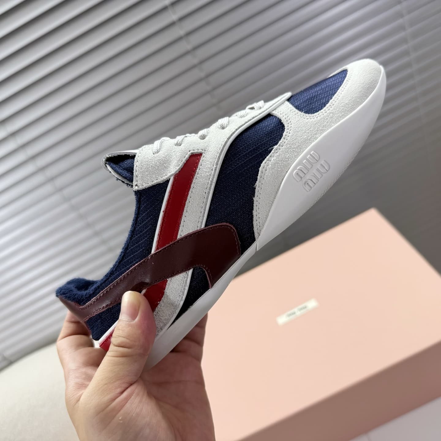 Miu Miu amaranth Gymnasium Technical Fabric And Suede Sneaker shoes Men Women