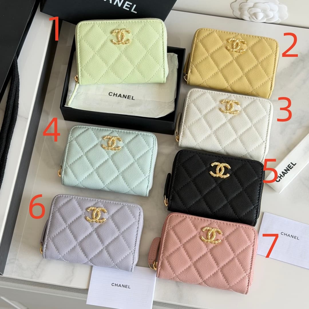 Chanel Coin Purse Shiny Grained Calfskin Strass & Gold-Tone Metal AP5078 High
