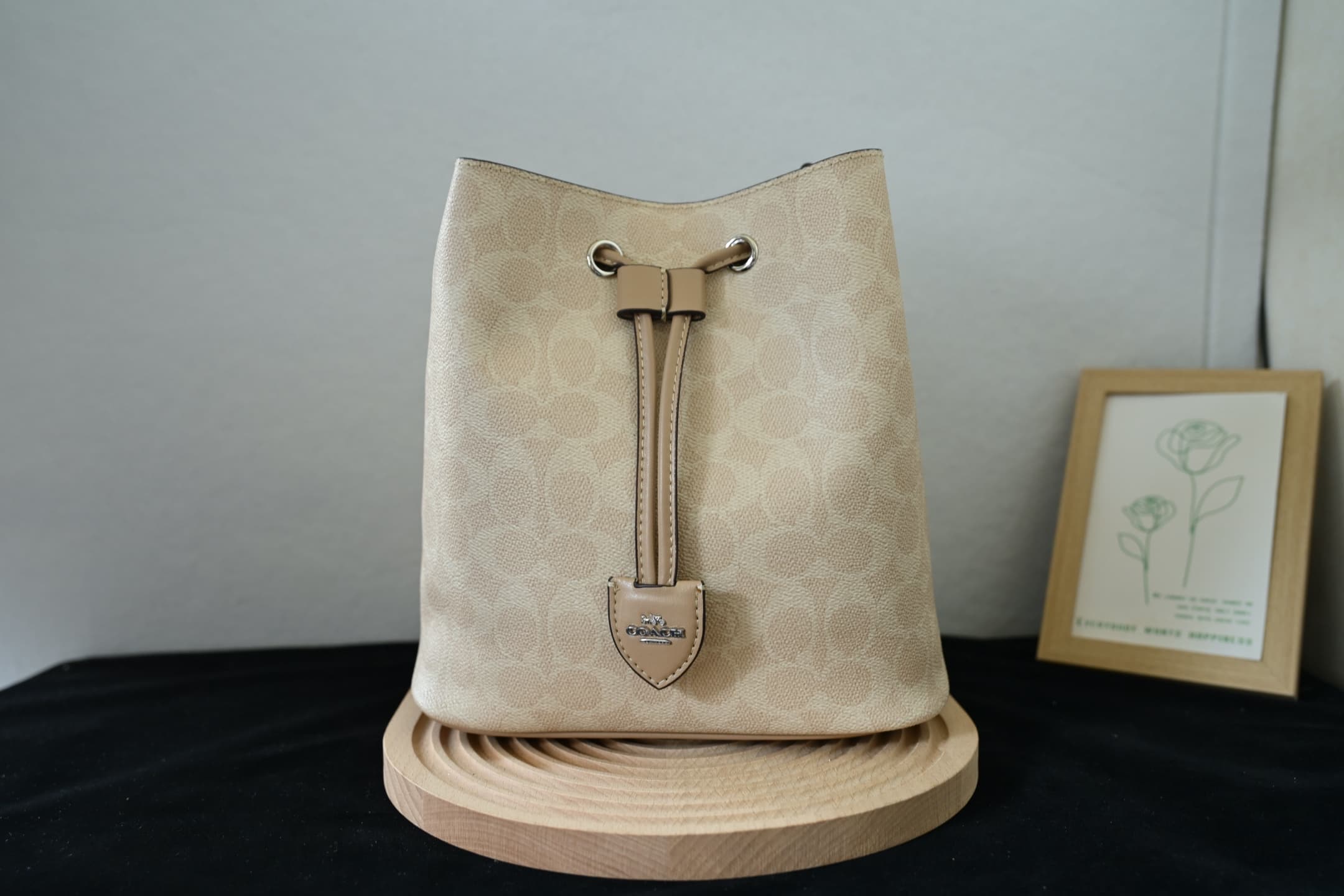 COACH Rowan Bucket Bag In Beige Signature Canvas High