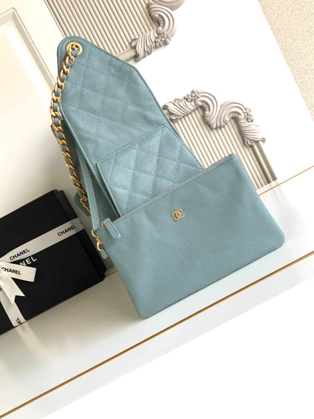 Chanel 25 Medium Hobo Medium handbag AS5311 Grained Calfskin & Gold-tone Metal Blue A