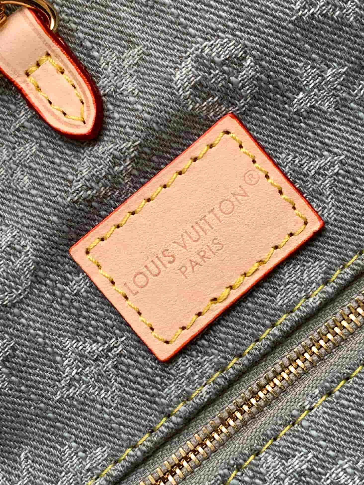 Louis Vuitton OnTheGo Handbag Monogram Washed Gray Denim M46871 High