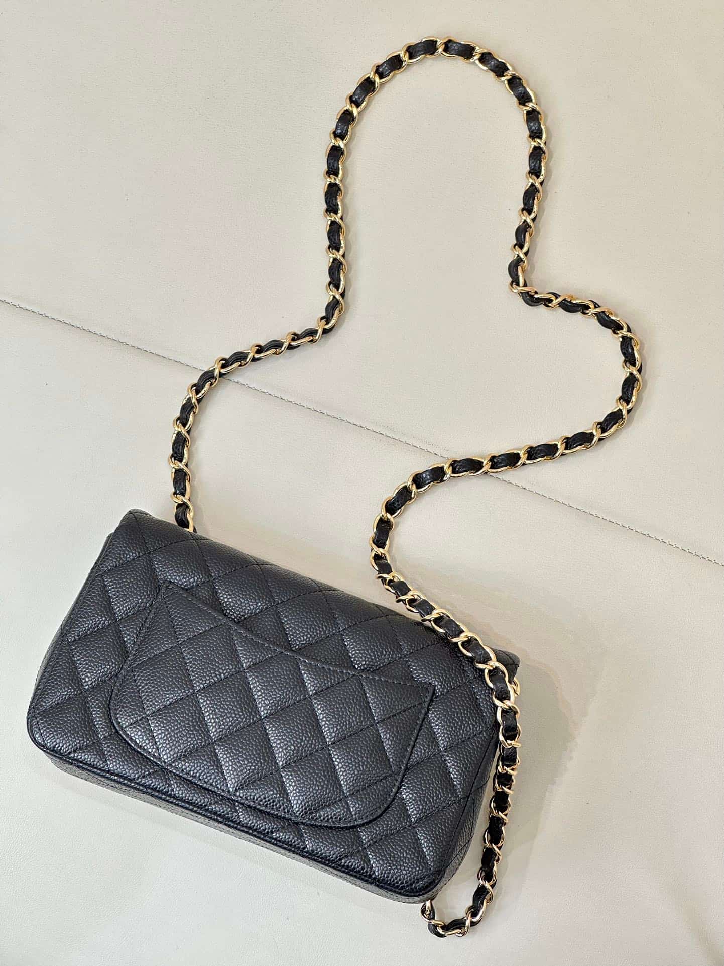 CHANEL Mini Classic Handbag Grained Calfskin & Gold-tone Metal A69900 Black TOP