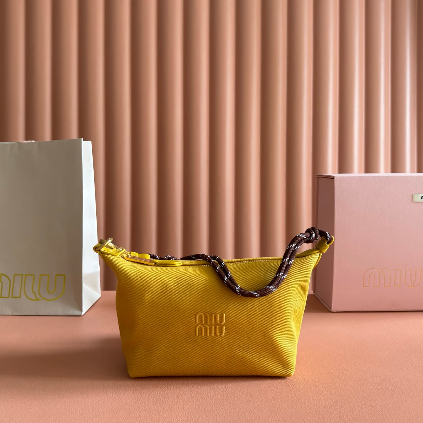 Miu Miu Gabardine pouch Topaz/Brandy 5NE841 High