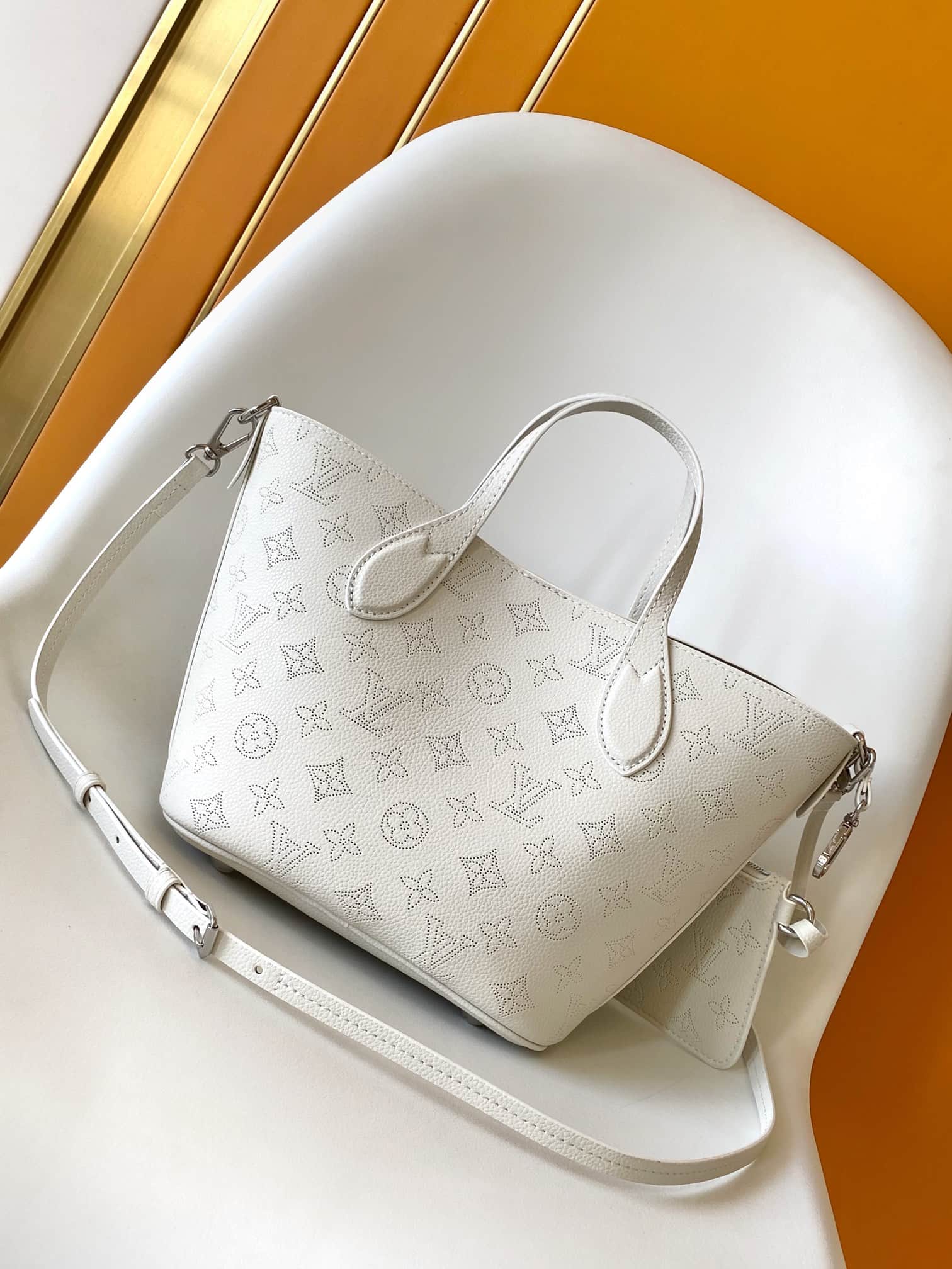 Louis Vuitton Blossom PM White Mahina perforated calfskin leather M11842 High
