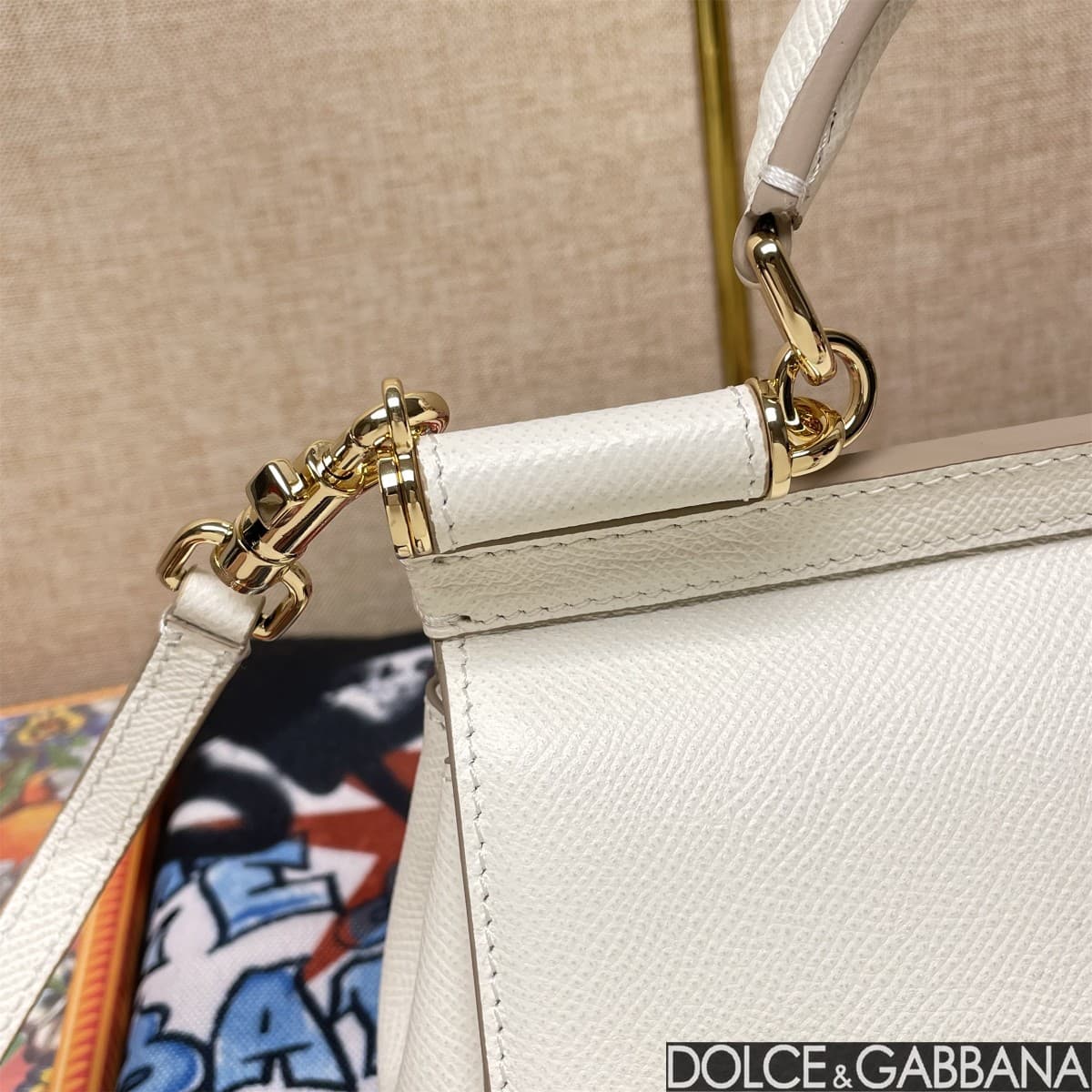 Dolce & Gabbana Miss Sicily top handle bag calfskin leather White High