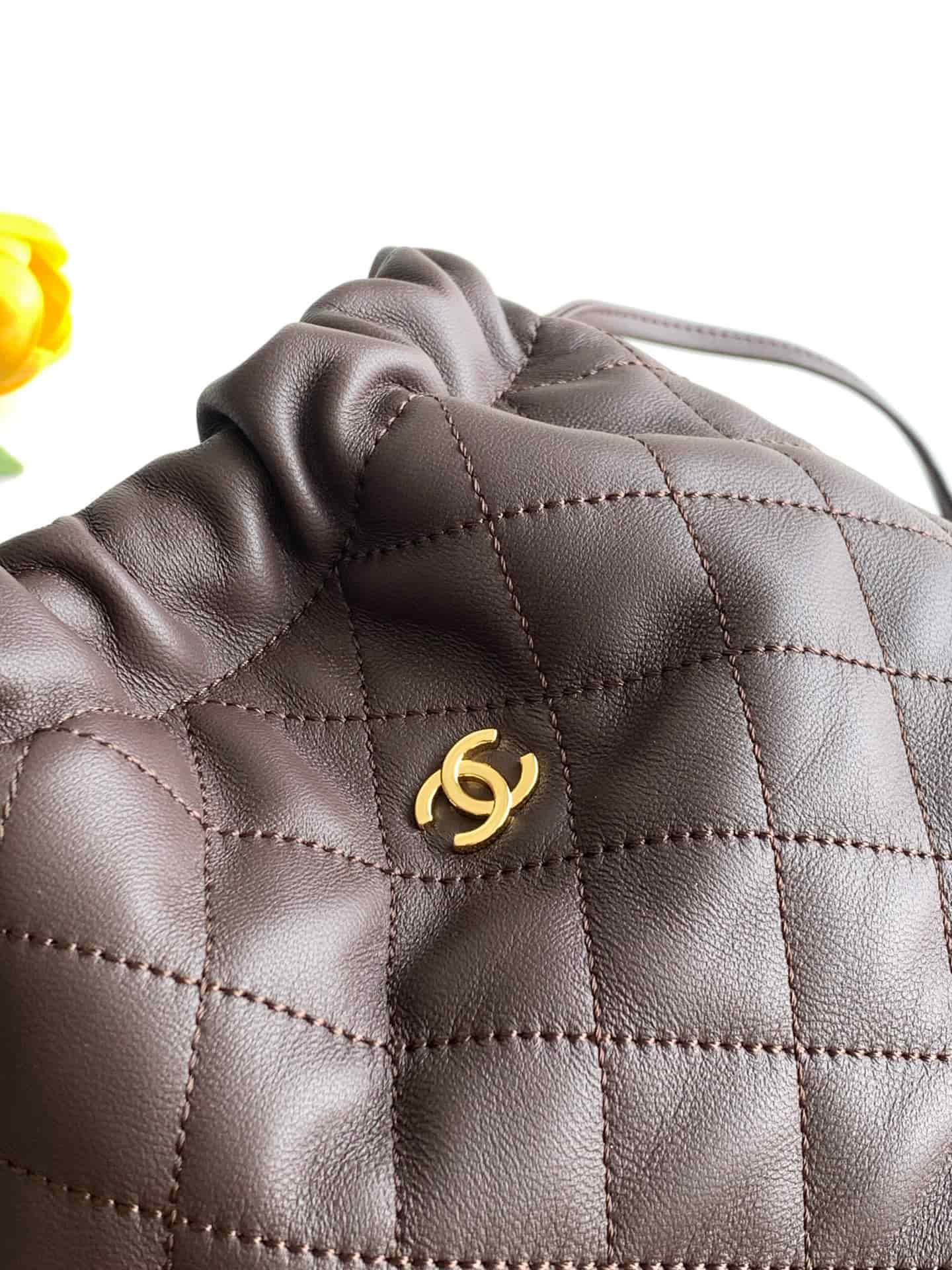 Chanel Clutch with Leather Strap Quilted Leather & Gold-tone Metal AP5227 Brown A