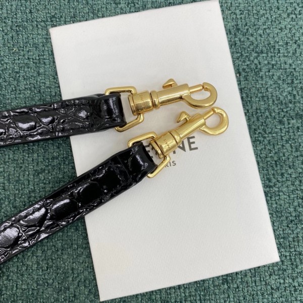 Celine Nano Belt Bag In Black Crocodile Embossed Calfskin High