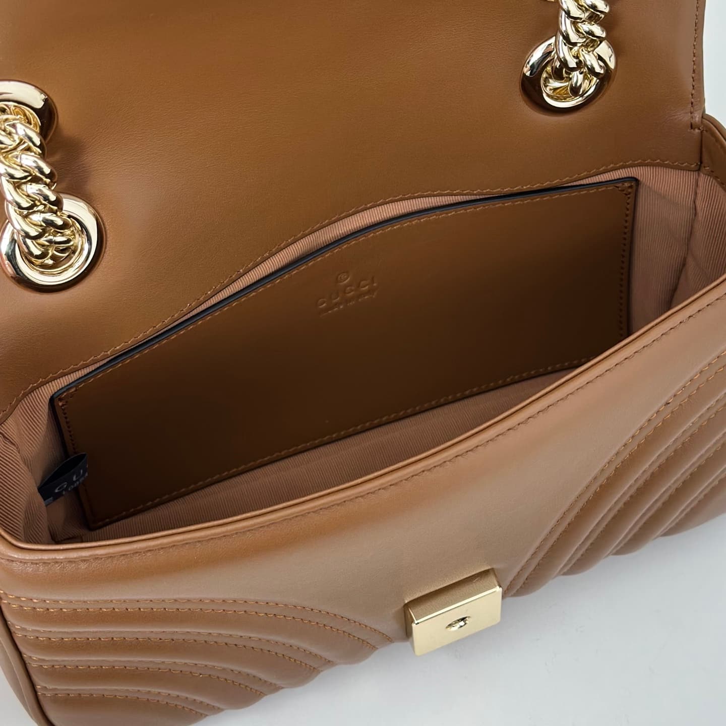 GG Marmont mini matelassé shoulder bag brown leather 446744 high